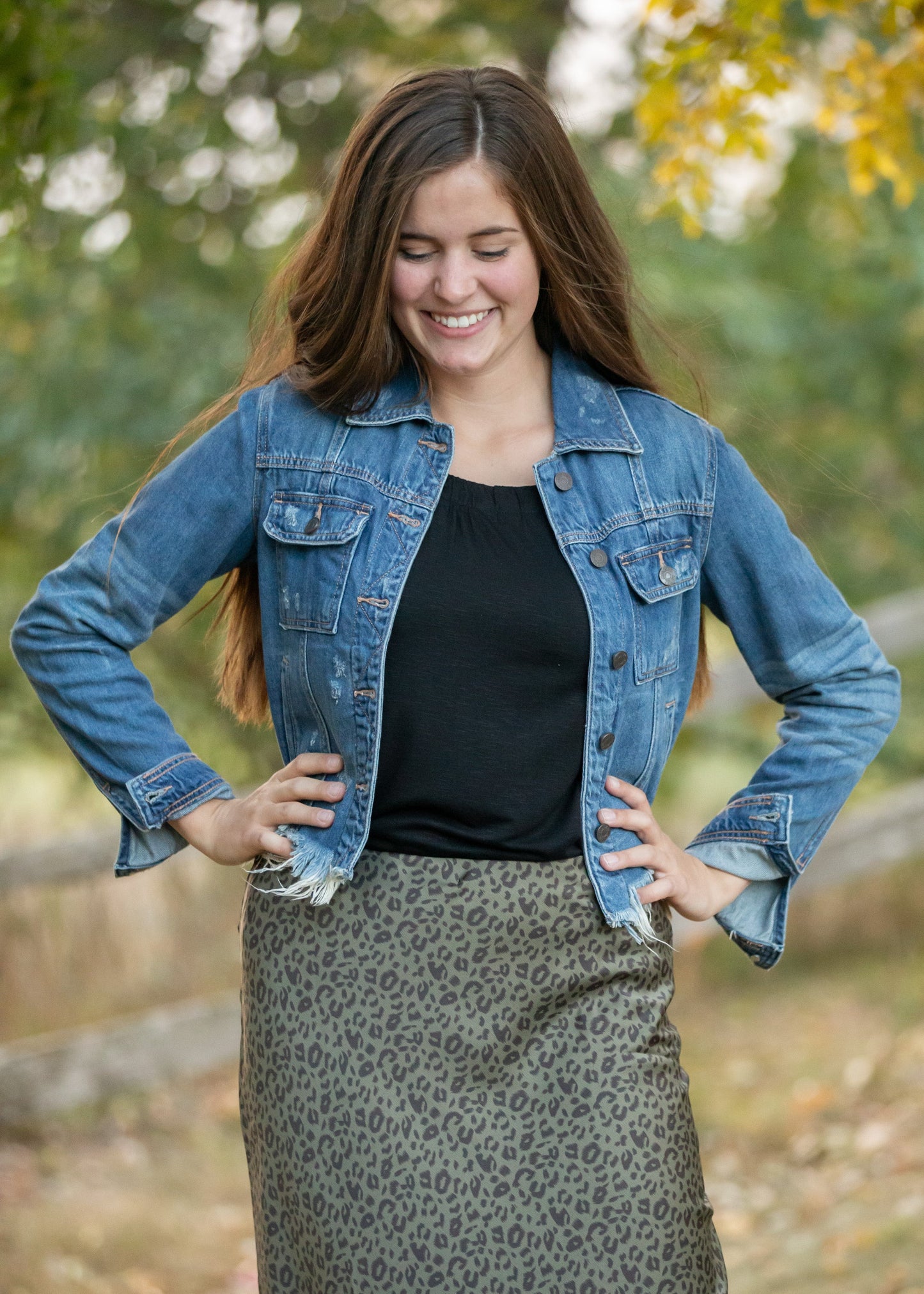 Frayed Denim Jean Jacket Tops