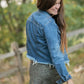Frayed Denim Jean Jacket Tops