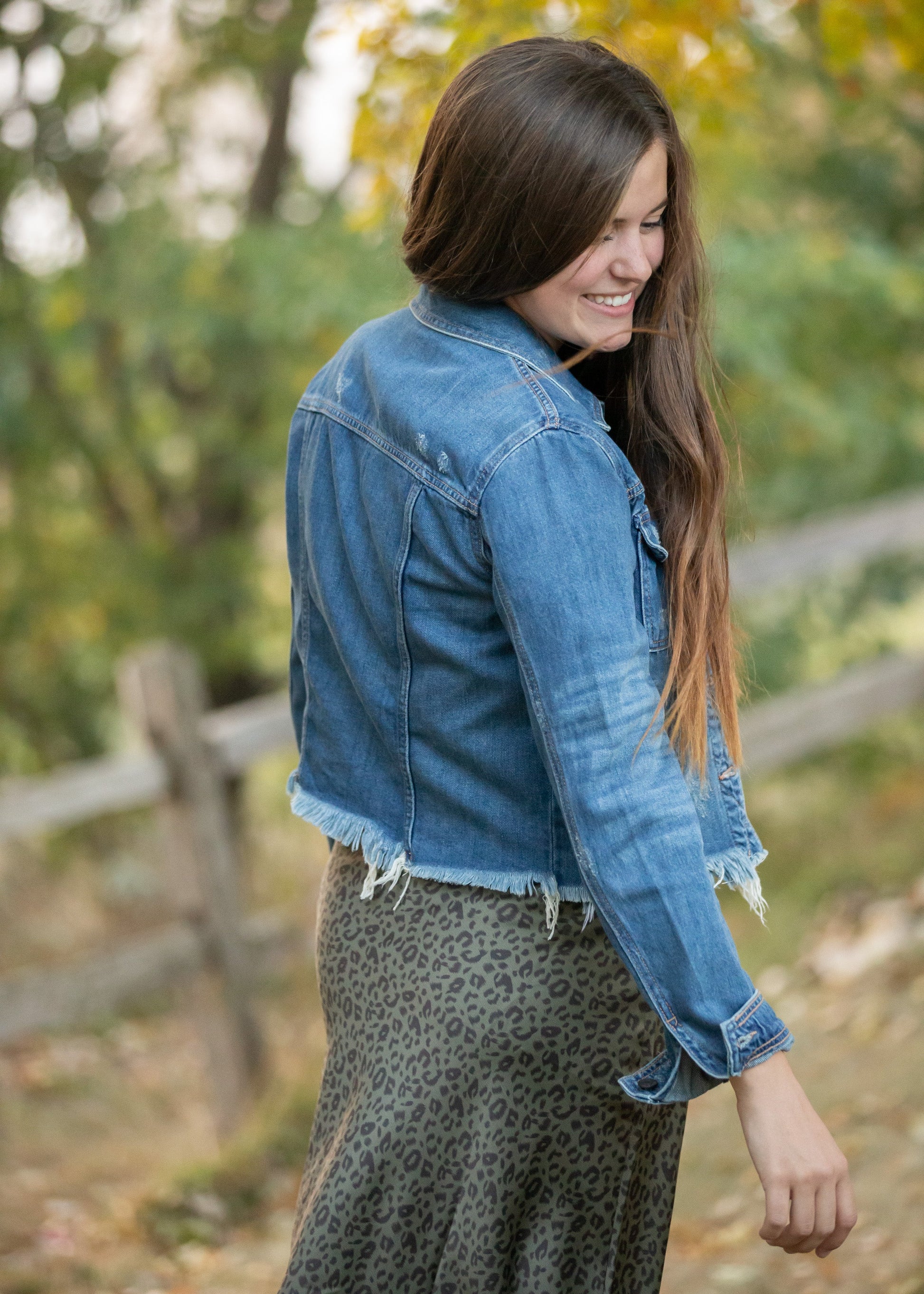 Frayed Denim Jean Jacket Tops