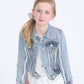 girls modest frayed denim jean jacket