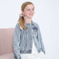 girls modest frayed denim jean jacket