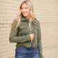 Frayed Hem Olive Button Up Jean Jacket Tops