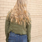 Frayed Hem Olive Button Up Jean Jacket Tops
