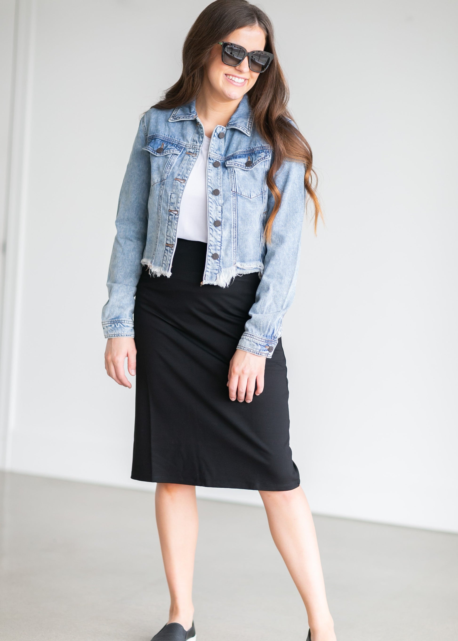 Frayed Light Wash Denim Jean Jacket Tops