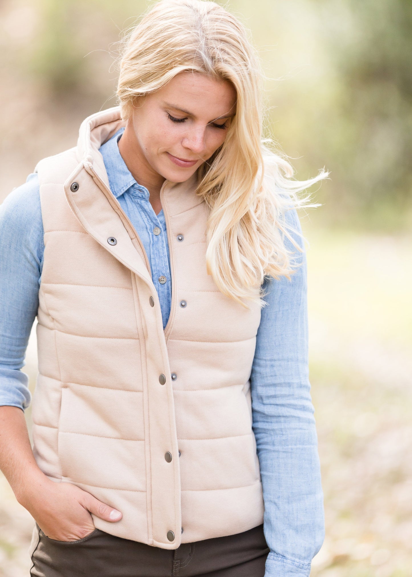 French Terry Padded Puffer Vest - FINAL SALE Tops