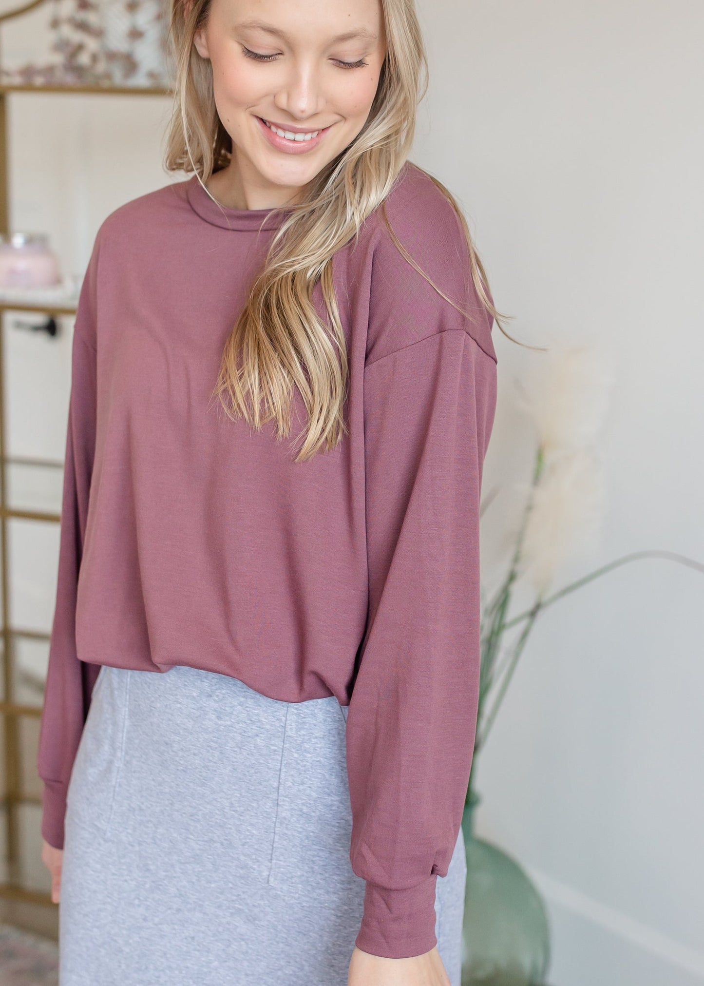 French Terry Pullover Top Tops Space 46