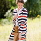 multi color striped long duster cardigan