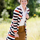 multi color striped long duster cardigan