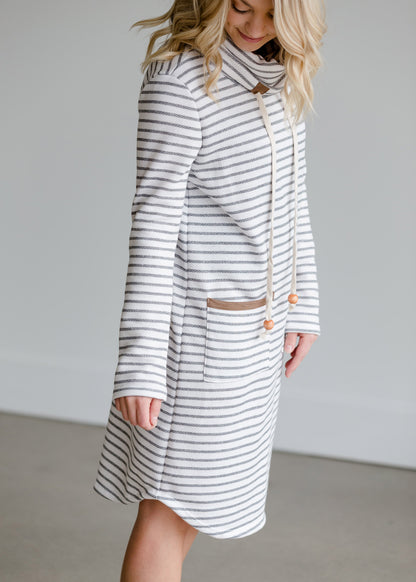 French Terry Striped Midi Dress Dresses