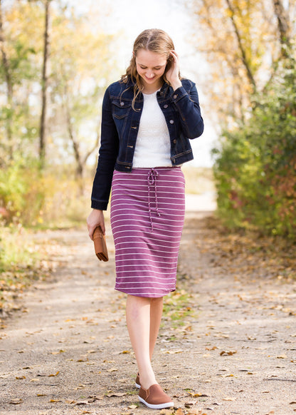 French Terry Striped Midi Skirt - FINAL SALE Skirts