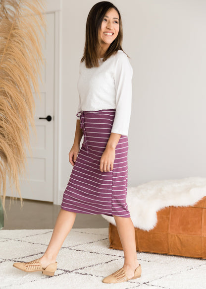 French Terry Striped Midi Skirt - FINAL SALE Skirts