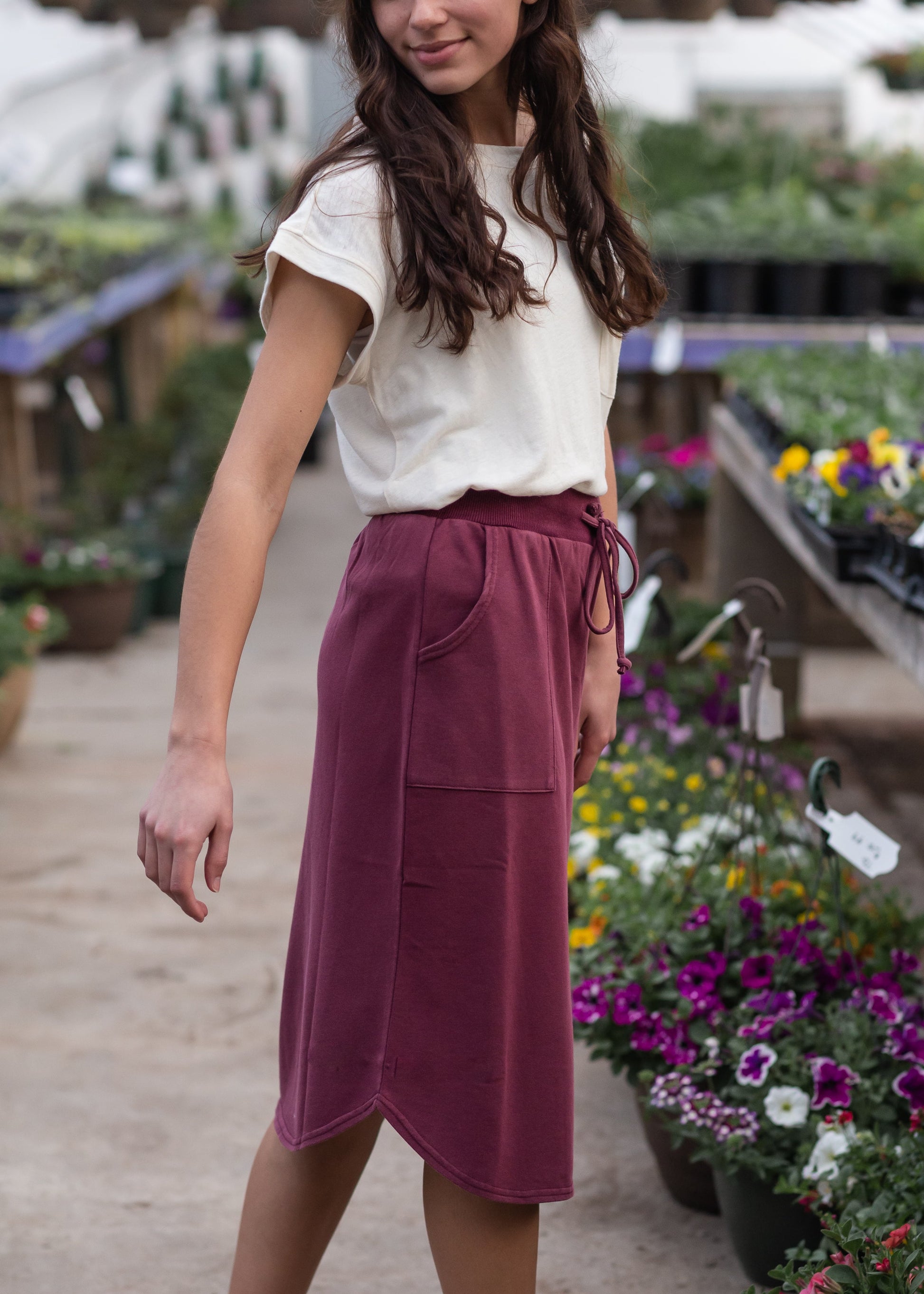 Front Pocket Midi Drawstring Skirt Skirts Tea N Rose