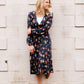 Women's modest floral printed nursing friendly teal dress