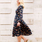 Women's modest floral printed nursing friendly teal dress