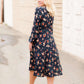Women's modest floral printed nursing friendly teal dress