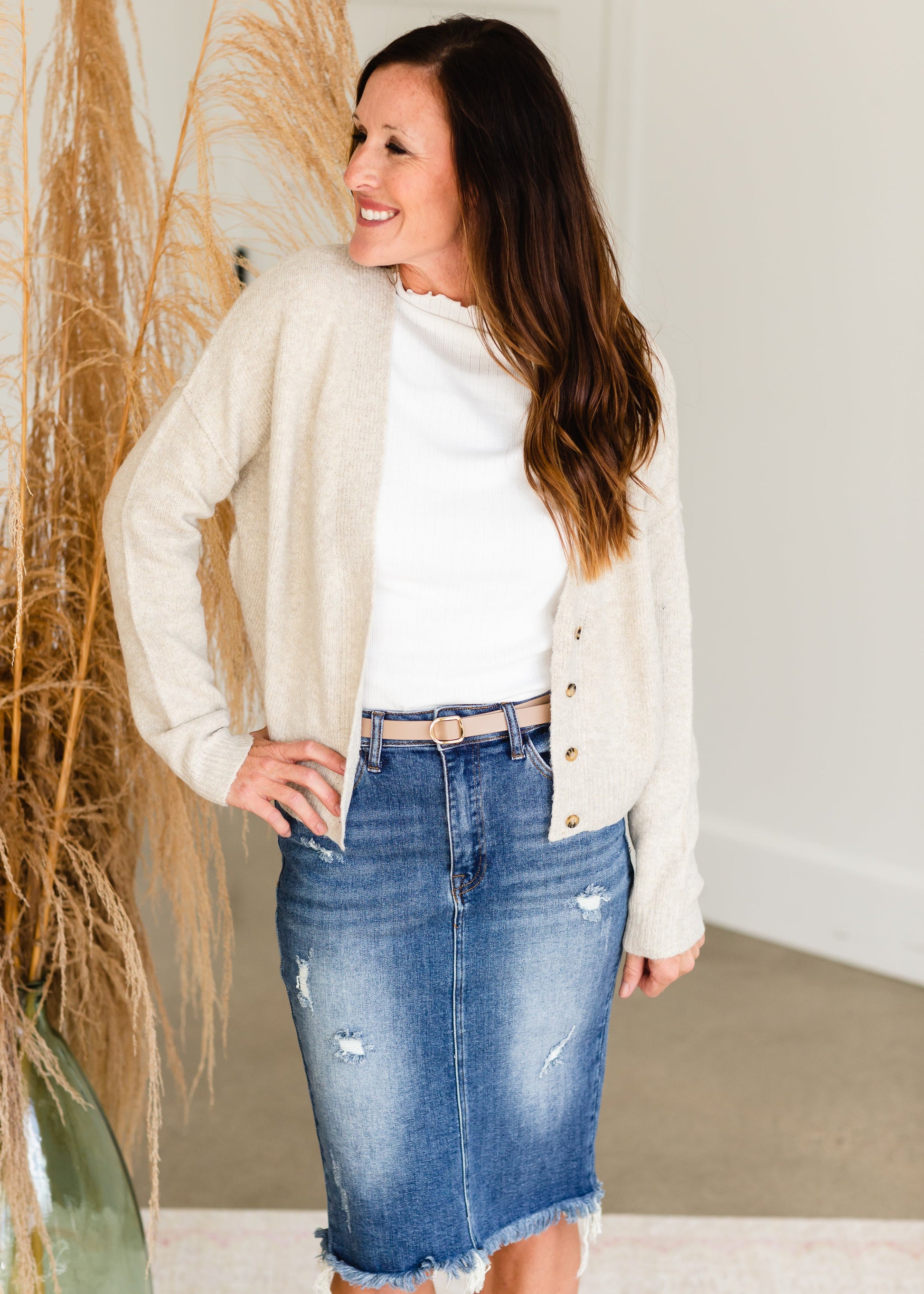Fuzzy Cropped Button Up Cardigan - FINAL SALE Shirt