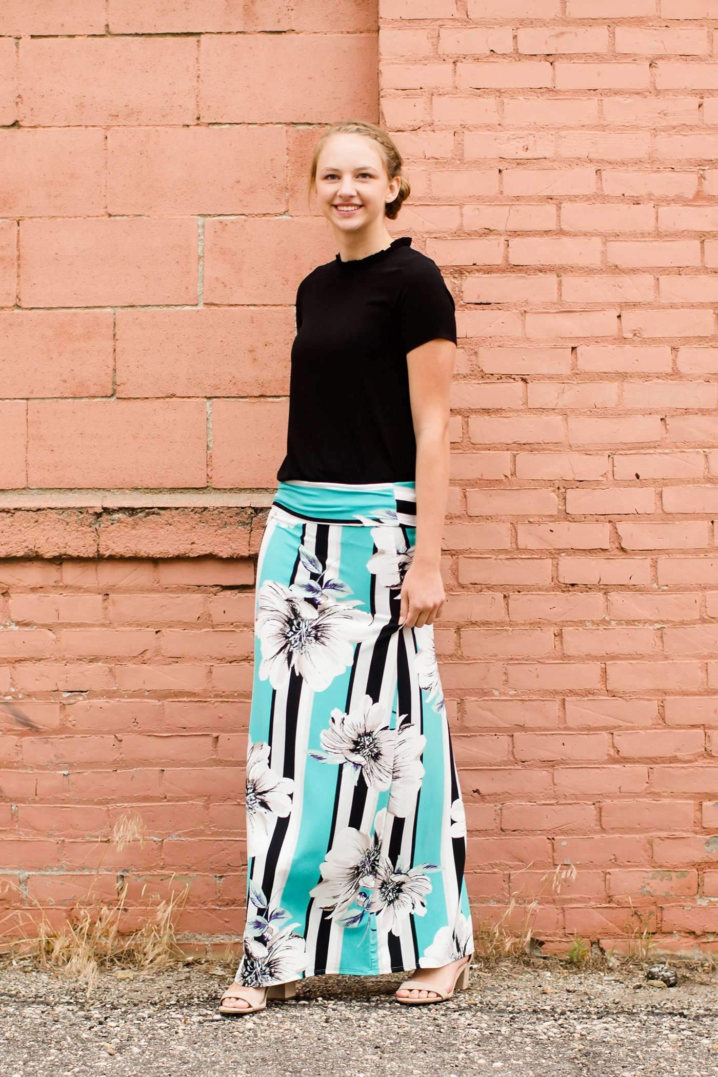 Gardenia Stripe Maxi Skirt - FINAL SALE Skirts Aqua / XS
