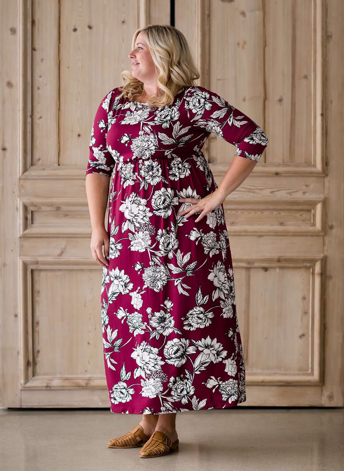 Gardenstate Floral Maxi Dress Dresses Burgandy / 1XL