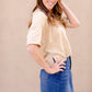 Garment Washed Short Sleeve V Neck Tee Tops
