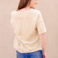 Garment Washed Short Sleeve V Neck Tee Tops