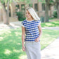 Geo Blue and Navy Crew - FINAL SALE Tops