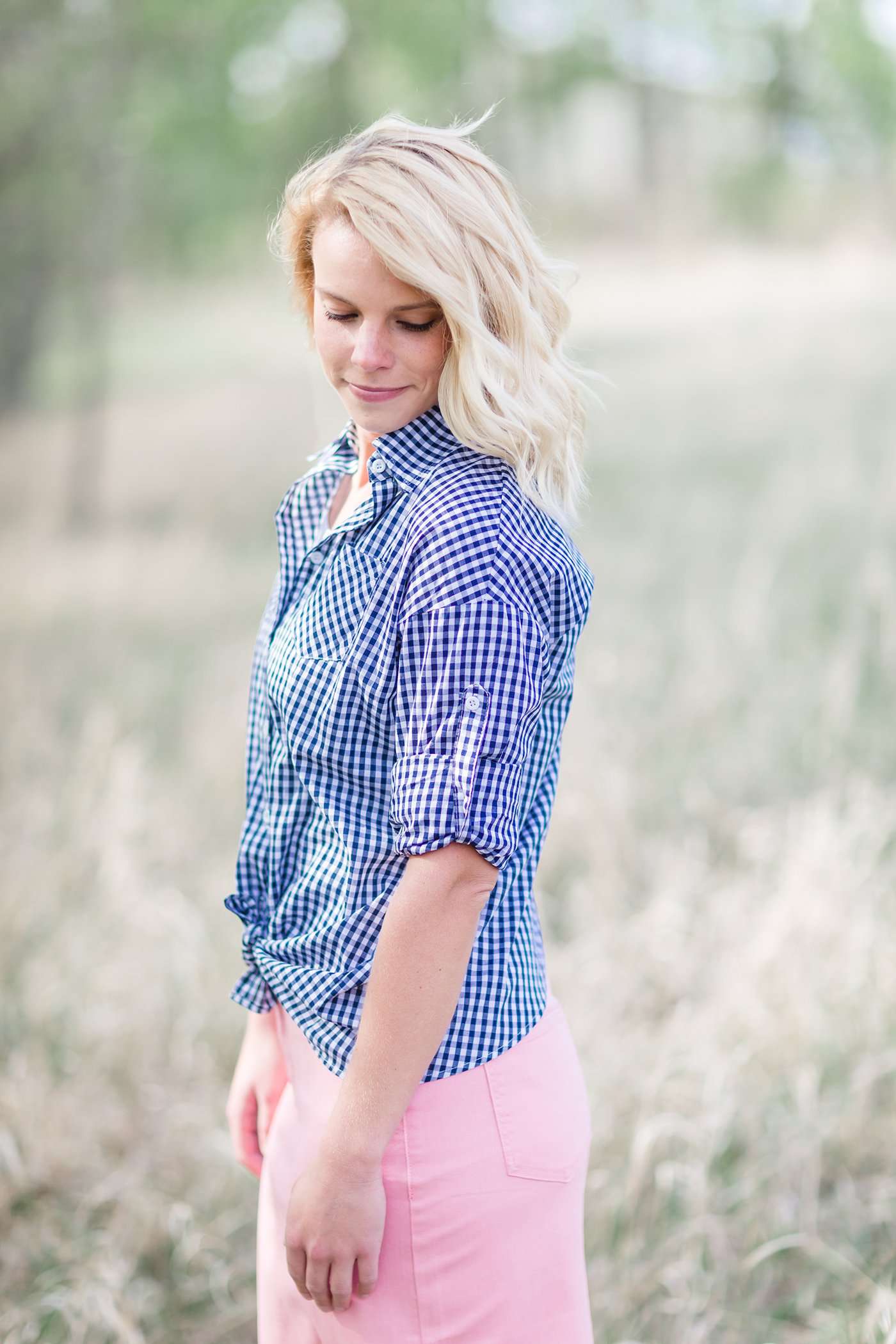 Gingham Surplice Back Top - FINAL SALE Tops