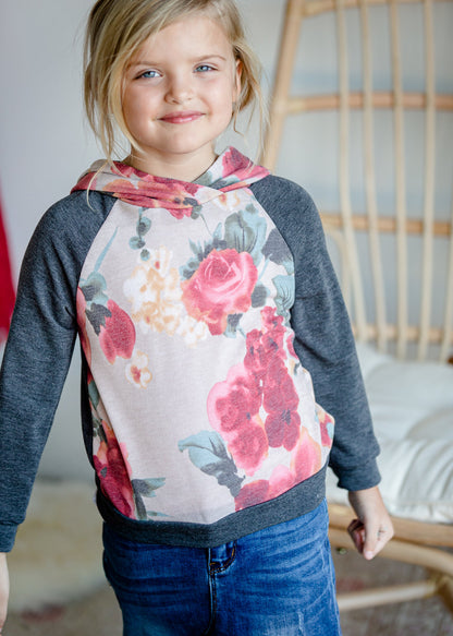 Girl's Charcoal Color Block Sweatshirt - FINAL SALE Tops
