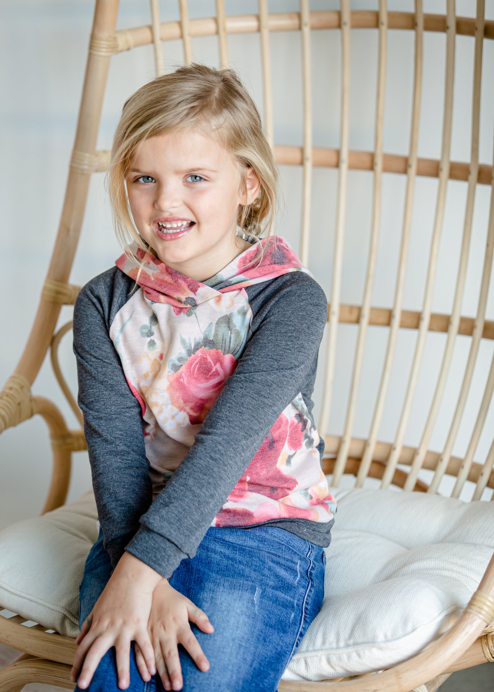 Girl's Charcoal Color Block Sweatshirt - FINAL SALE Tops