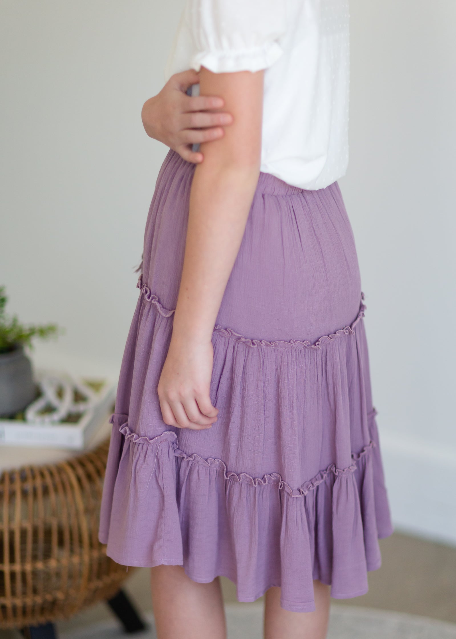 Girl's Lavender Ruffle Tiered Skirt Girls