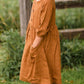 Girls Brown Button Front Midi Dress Dresses