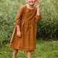 Girls Brown Button Front Midi Dress Dresses
