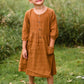 Girls Brown Button Front Midi Dress Dresses