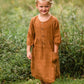 Girls Brown Button Front Midi Dress Dresses