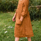 Girls Brown Button Front Midi Dress Dresses