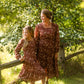 Girls Burgandy Square Neck Puff Sleeve Belted Dress Girls Hayden Los Angeles