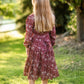 Girls Burgandy Square Neck Puff Sleeve Belted Dress Girls Hayden Los Angeles