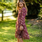 Girls Burgandy Square Neck Puff Sleeve Belted Dress Girls Hayden Los Angeles
