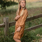 Girls Camel Gathered Puff Shoulder Suede Midi Dress Girls Hayden Los Angeles
