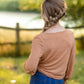 Girls Camel Square Neck Smocked Cuff Knit Top Girls Hayden Los Angeles