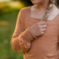 Girls Camel Square Neck Smocked Cuff Knit Top Girls Hayden Los Angeles