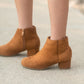 Girls Cognac Side Zip Suede Bootie Girls Verona