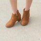 Girls Cognac Side Zip Suede Bootie Girls Verona