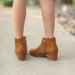 Girls Cognac Side Zip Suede Bootie Girls Verona