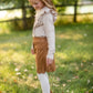 Girls Cognac Side Zip Suede Bootie Girls Verona