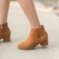 Girls Cognac Side Zip Suede Bootie Girls Verona