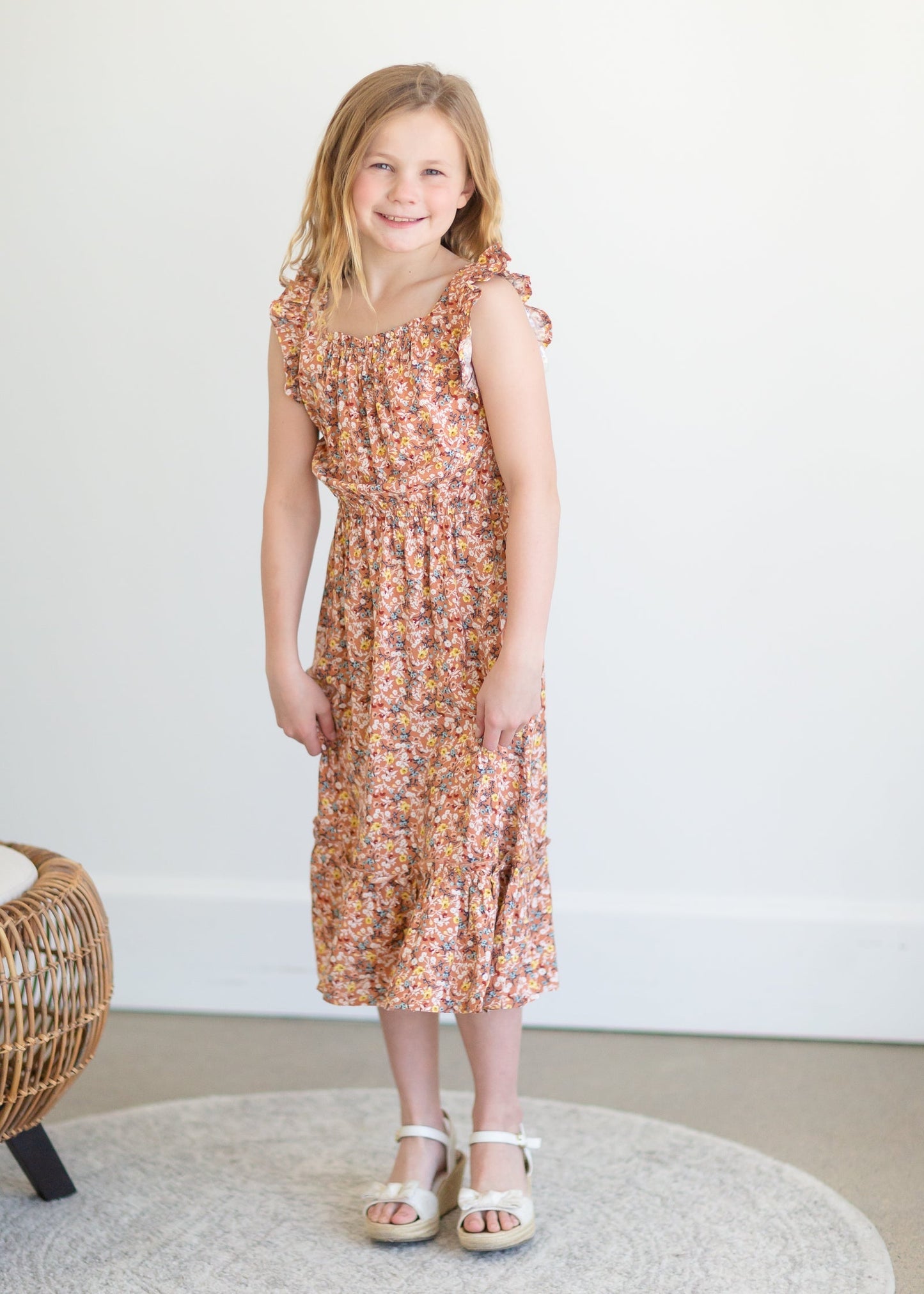 Girls Coral Floral Tank Maxi Dress - FINAL SALE Girls