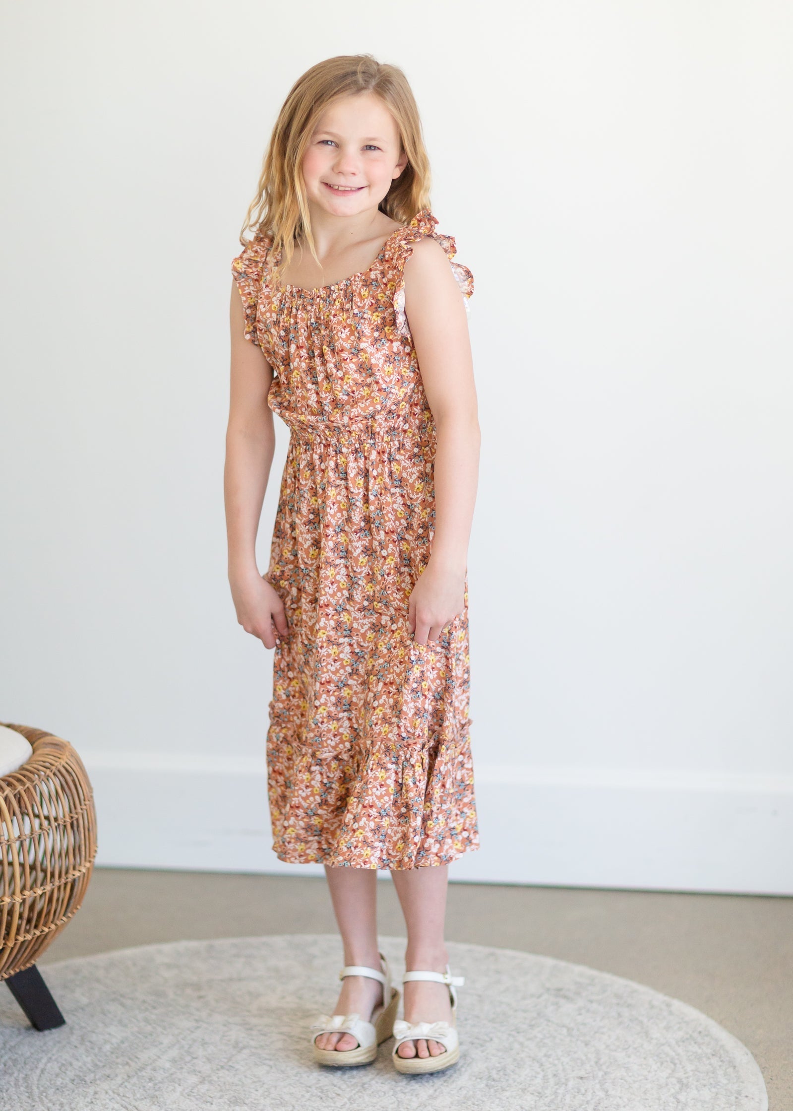 Girls Coral Floral Tank Maxi Dress - FINAL SALE Girls
