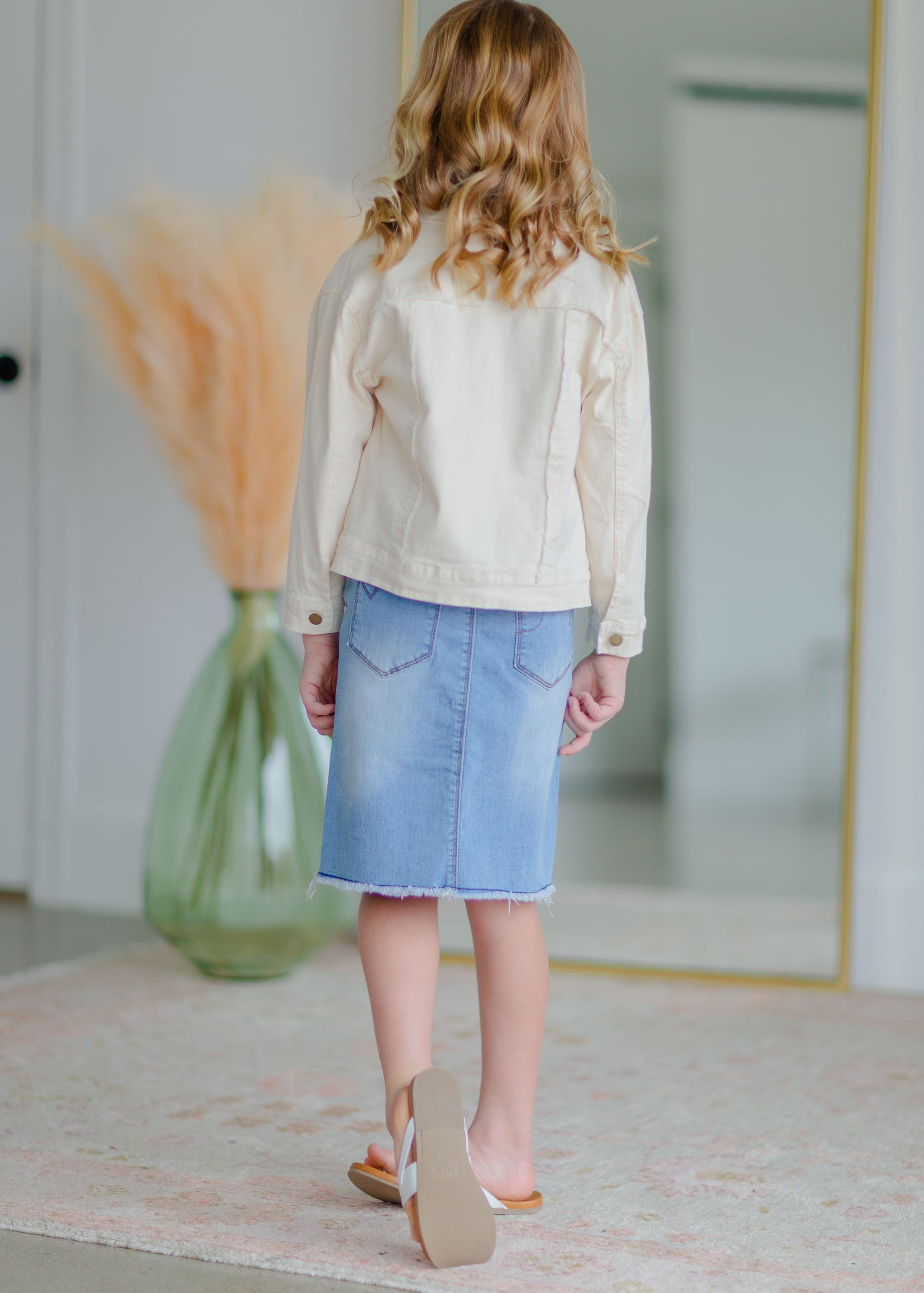 Girls Cream Button Up Jacket Girls Hayden