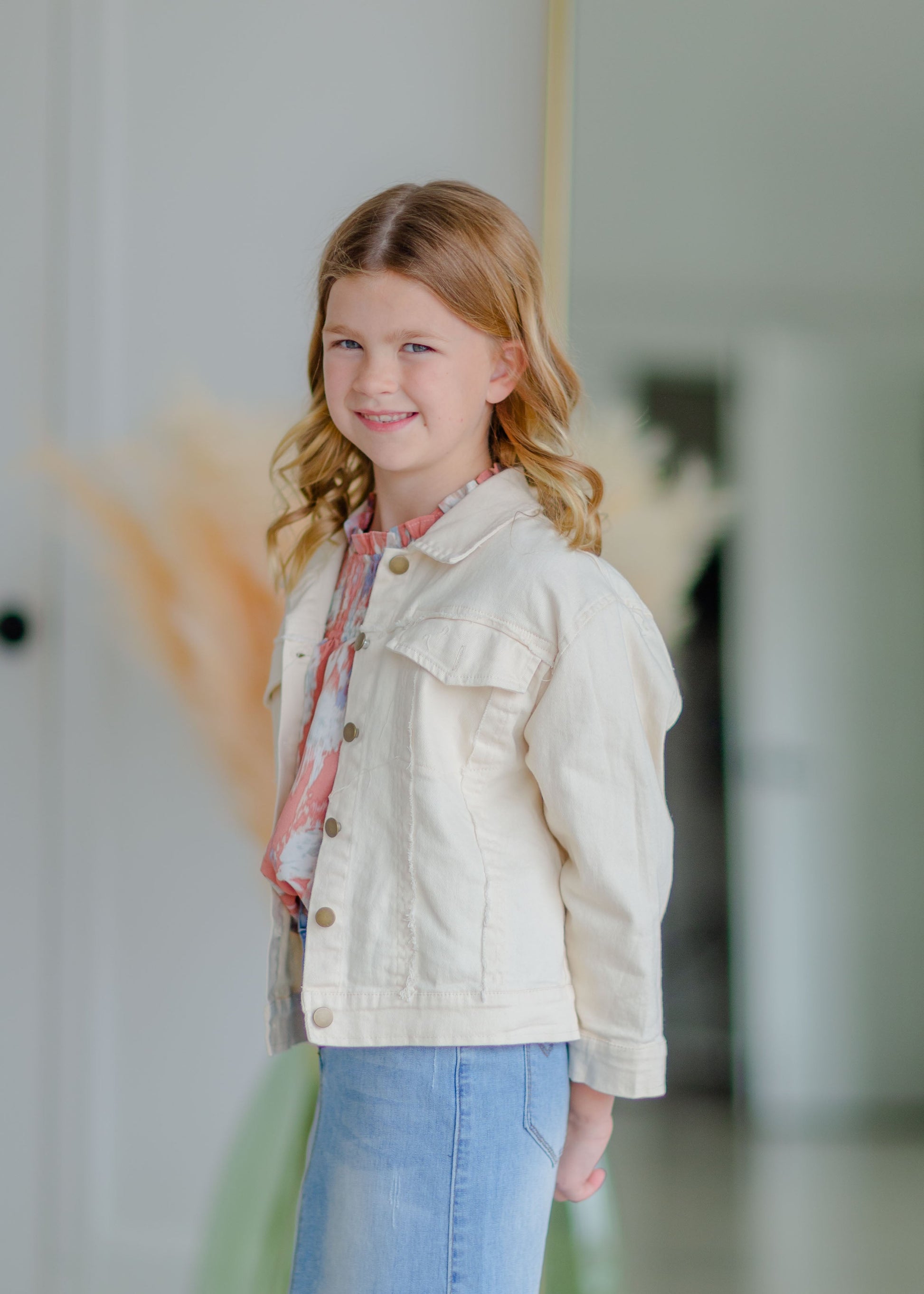 Girls Cream Button Up Jacket Girls Hayden