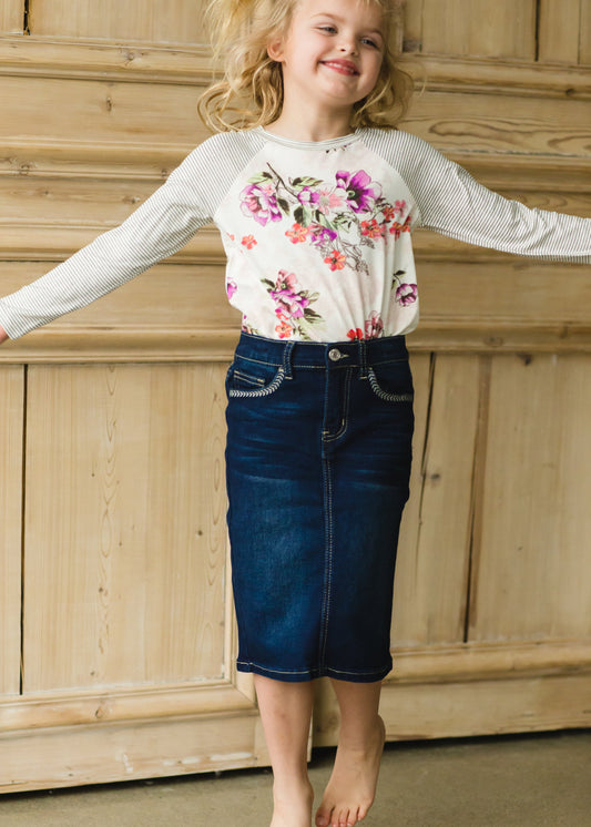 Girls Dark Wash Classic Jean Skirt - FINAL SALE Girls